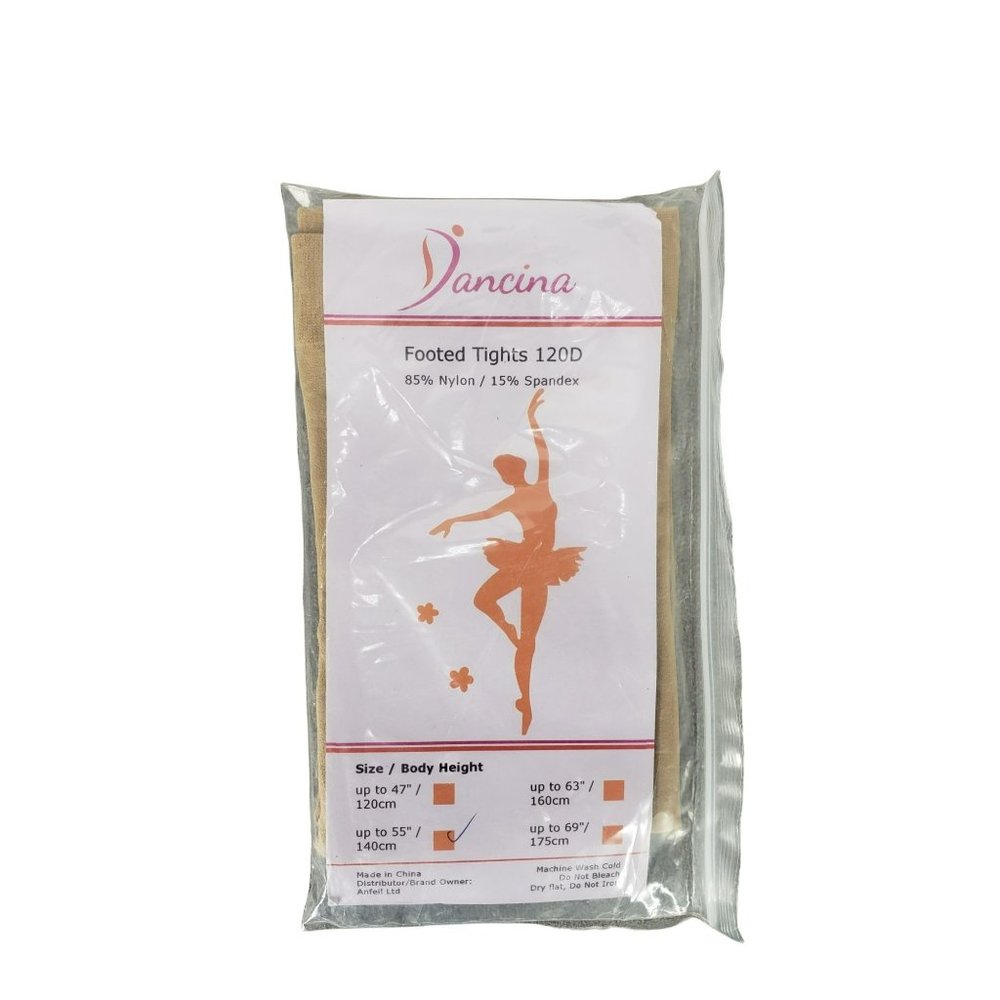 Dancina Girls’ Footed Ballet Tights Stretch 120D Up To 55" SunTan Color